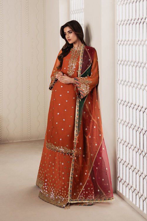Zarif Bayaan Embroidered Luxury Chiffon Unstitched 3Pc Suit - SUNOOR