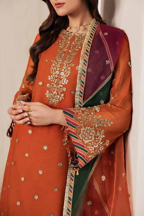 Zarif Bayaan Embroidered Luxury Chiffon Unstitched 3Pc Suit - SUNOOR