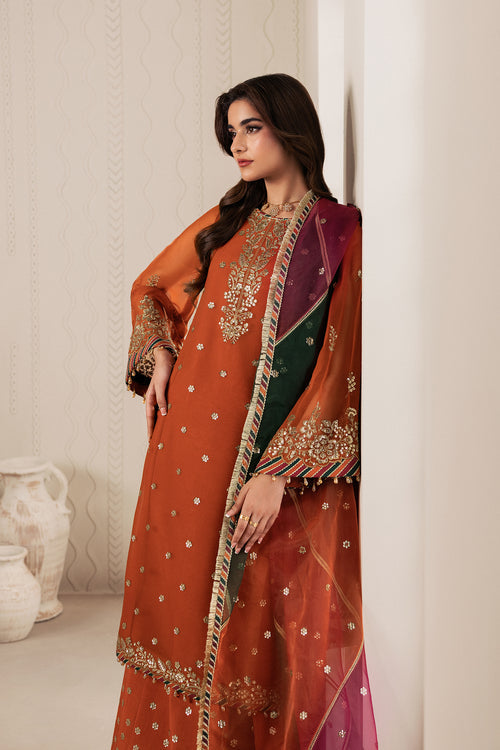 Zarif Bayaan Embroidered Luxury Chiffon Unstitched 3Pc Suit - SUNOOR
