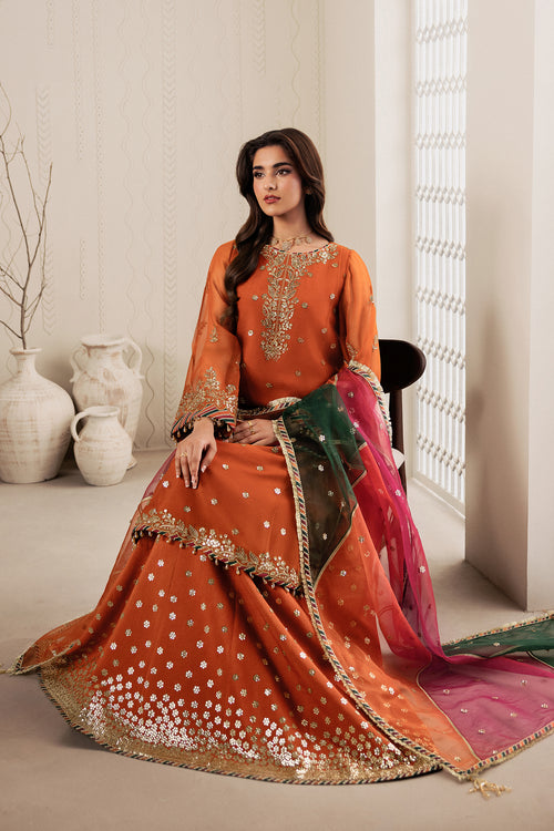 Zarif Bayaan Embroidered Luxury Chiffon Unstitched 3Pc Suit - SUNOOR