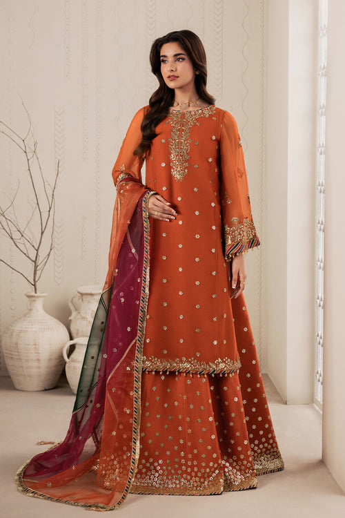 Zarif Bayaan Embroidered Luxury Chiffon Unstitched 3Pc Suit - SUNOOR