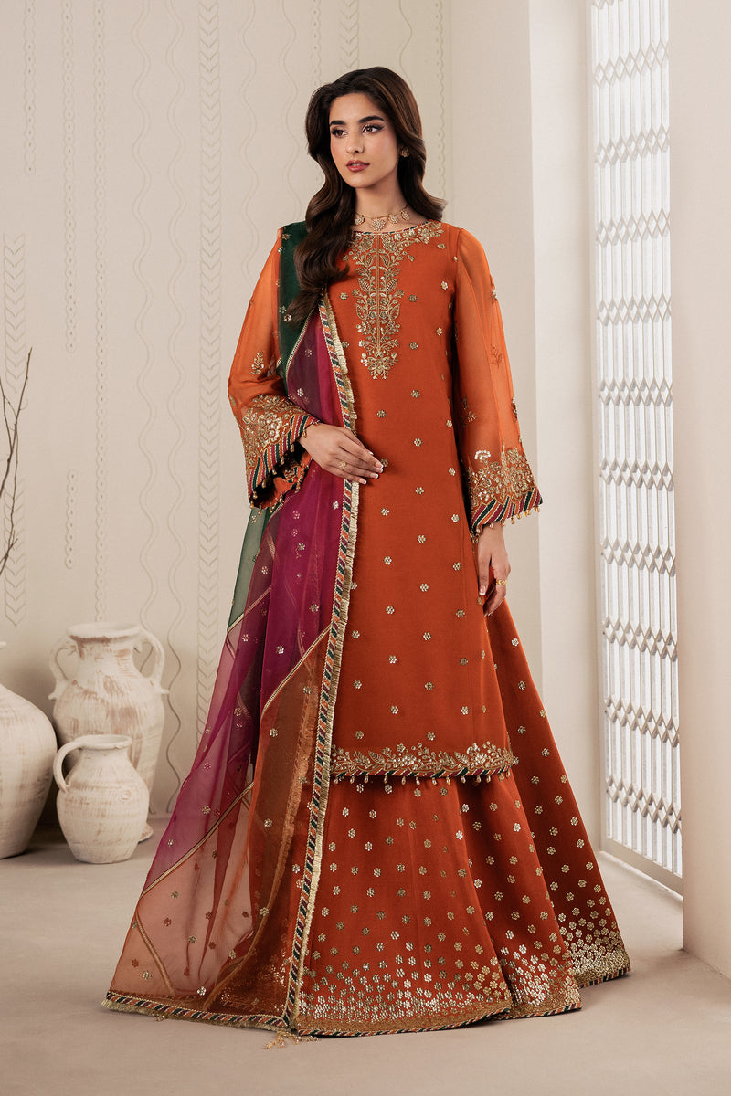 Zarif Bayaan Embroidered Luxury Chiffon Unstitched 3Pc Suit - SUNOOR