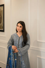 Faiza Faisal Afsana Embroidered Khaddar Unstitched 3Pc Suit - SURMAI
