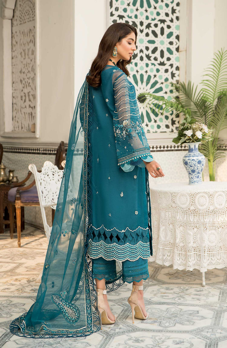 Qalb by Suveez Luxury Unstitched Organza 3Pc Suit SUV-02 RUYA