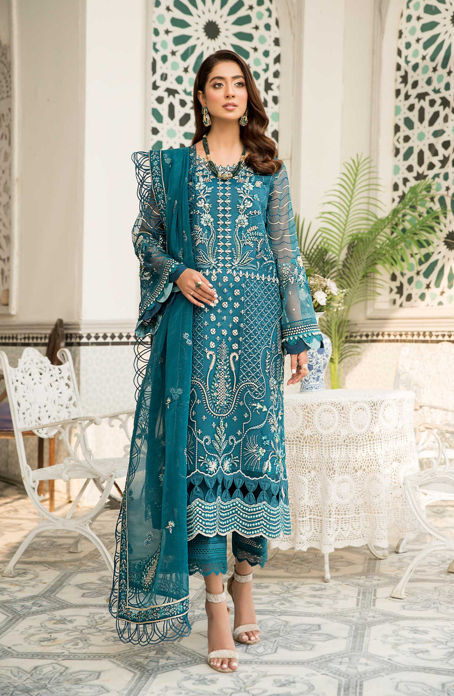 Qalb by Suveez Luxury Unstitched Organza 3Pc Suit SUV-02 RUYA