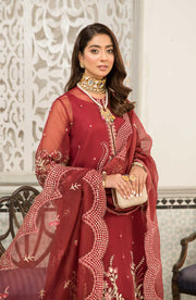 Qalb by Suveez Luxury Unstitched Organza 3Pc Suit SUV-03 JOGIYA