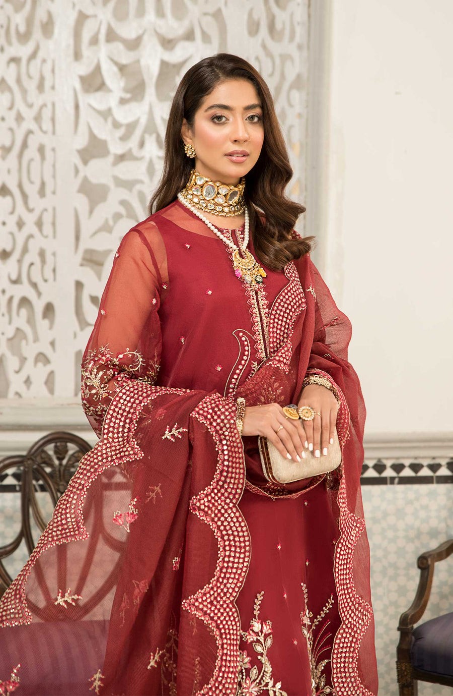 Qalb by Suveez Luxury Unstitched Organza 3Pc Suit SUV-03 JOGIYA