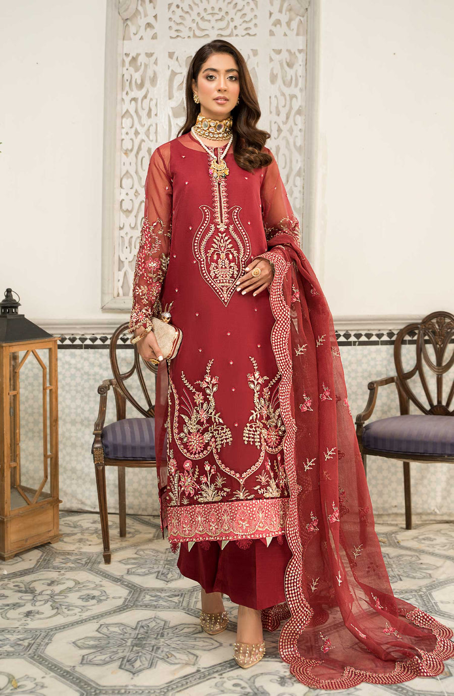 Qalb by Suveez Luxury Unstitched Organza 3Pc Suit SUV-03 JOGIYA