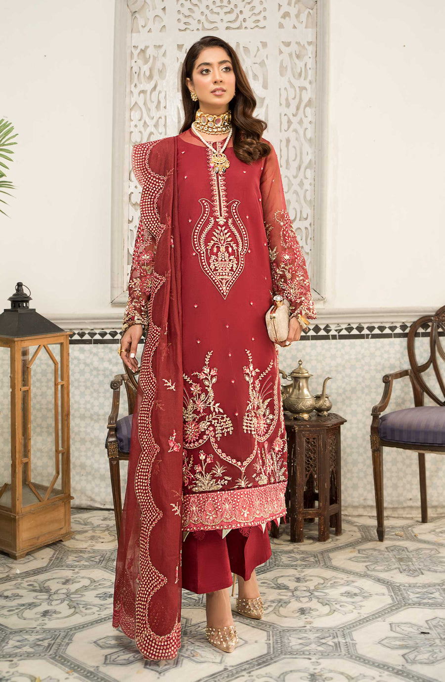 Qalb by Suveez Luxury Unstitched Organza 3Pc Suit SUV-03 JOGIYA