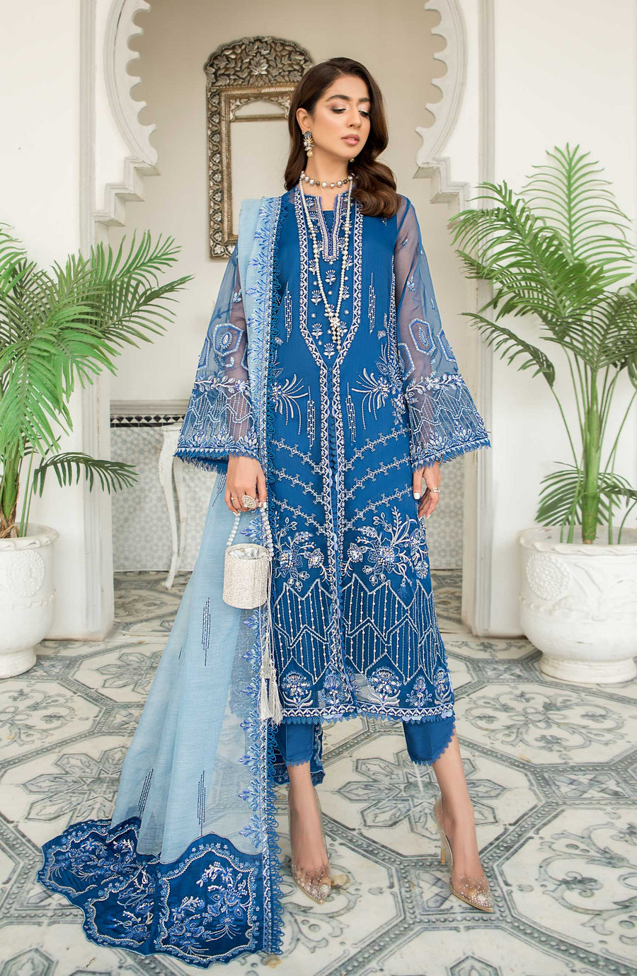 Qalb by Suveez Luxury Unstitched Organza 3Pc Suit SUV-05 NOVA