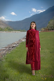 Sable Vogue Embroidered Velvet Unstitched 3Pc Suit SWC-04-23