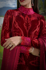 Sable Vogue Embroidered Velvet Unstitched 3Pc Suit SWC-04-23