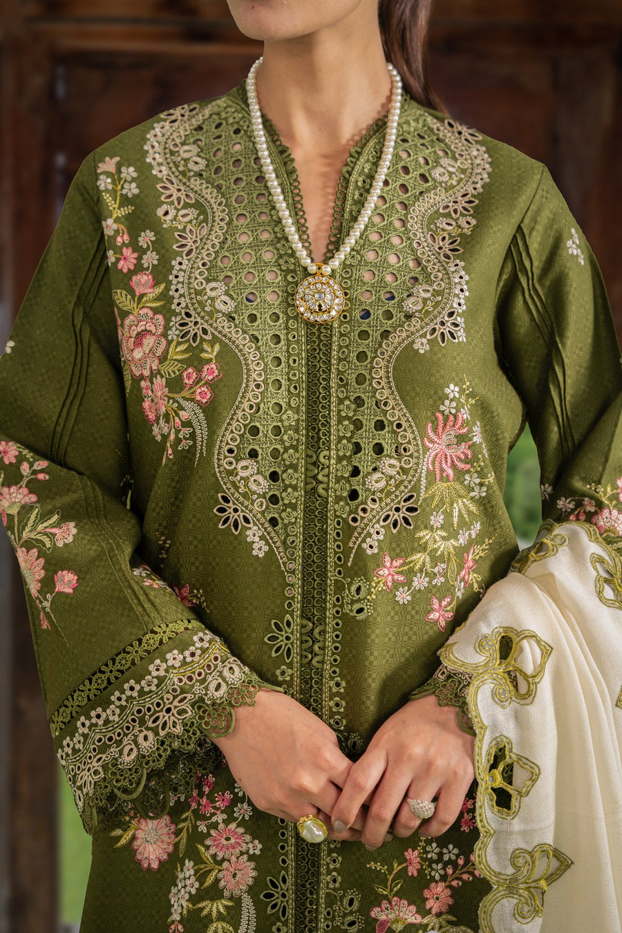 Sable Vogue Embroidered Dobby Unstitched 3Pc Suit SWC-06-23