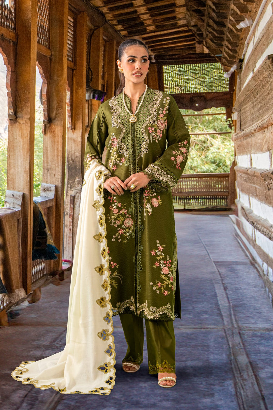 Sable Vogue Embroidered Dobby Unstitched 3Pc Suit SWC-06-23