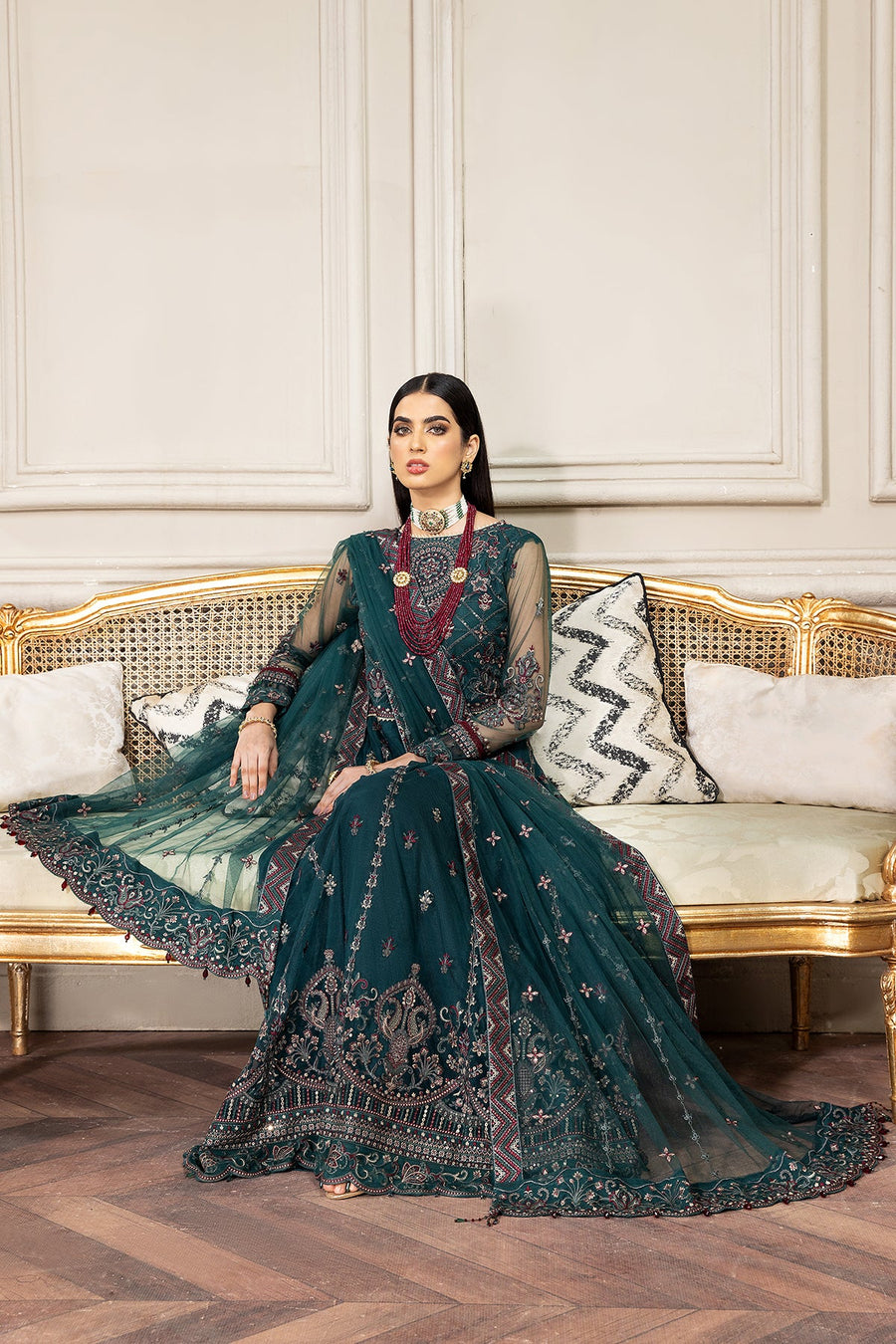 FARASHA Embroidered Net Unstitched 3 Piece Suit - Sylvia