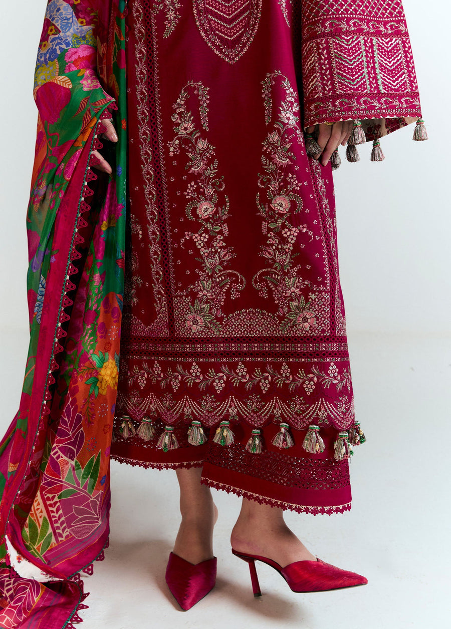 Hussain Rehar Nirmal Unstitched Embroidered Lawn 3Pc Suit - Saaha