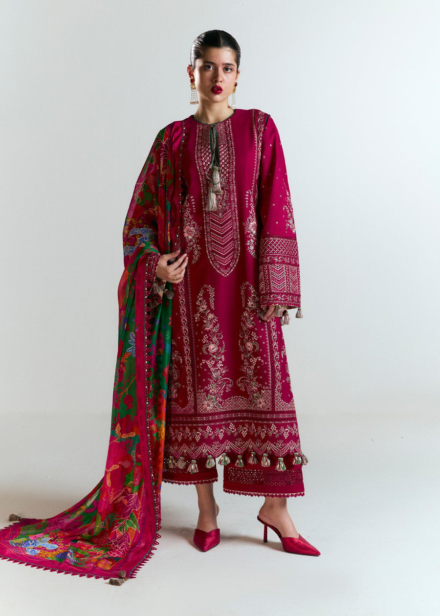 Hussain Rehar Nirmal Unstitched Embroidered Lawn 3Pc Suit - Saaha
