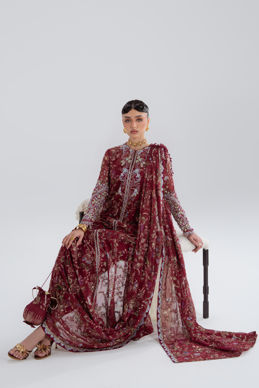 Soraya Silk Edit Embroidered Raw Silk Unstitched 3Pc Suit - Saaz