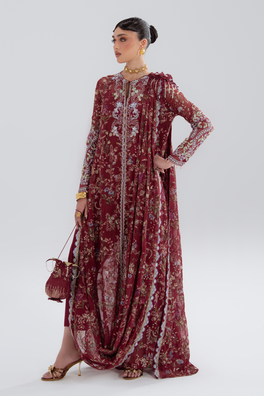 Soraya Silk Edit Embroidered Raw Silk Unstitched 3Pc Suit - Saaz