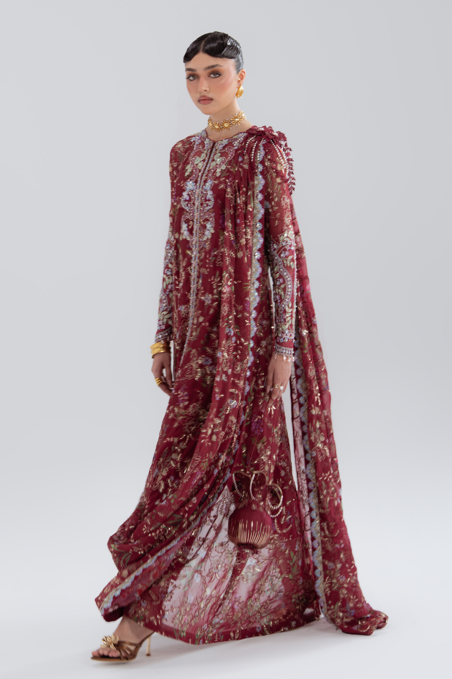 Soraya Silk Edit Embroidered Raw Silk Unstitched 3Pc Suit - Saaz