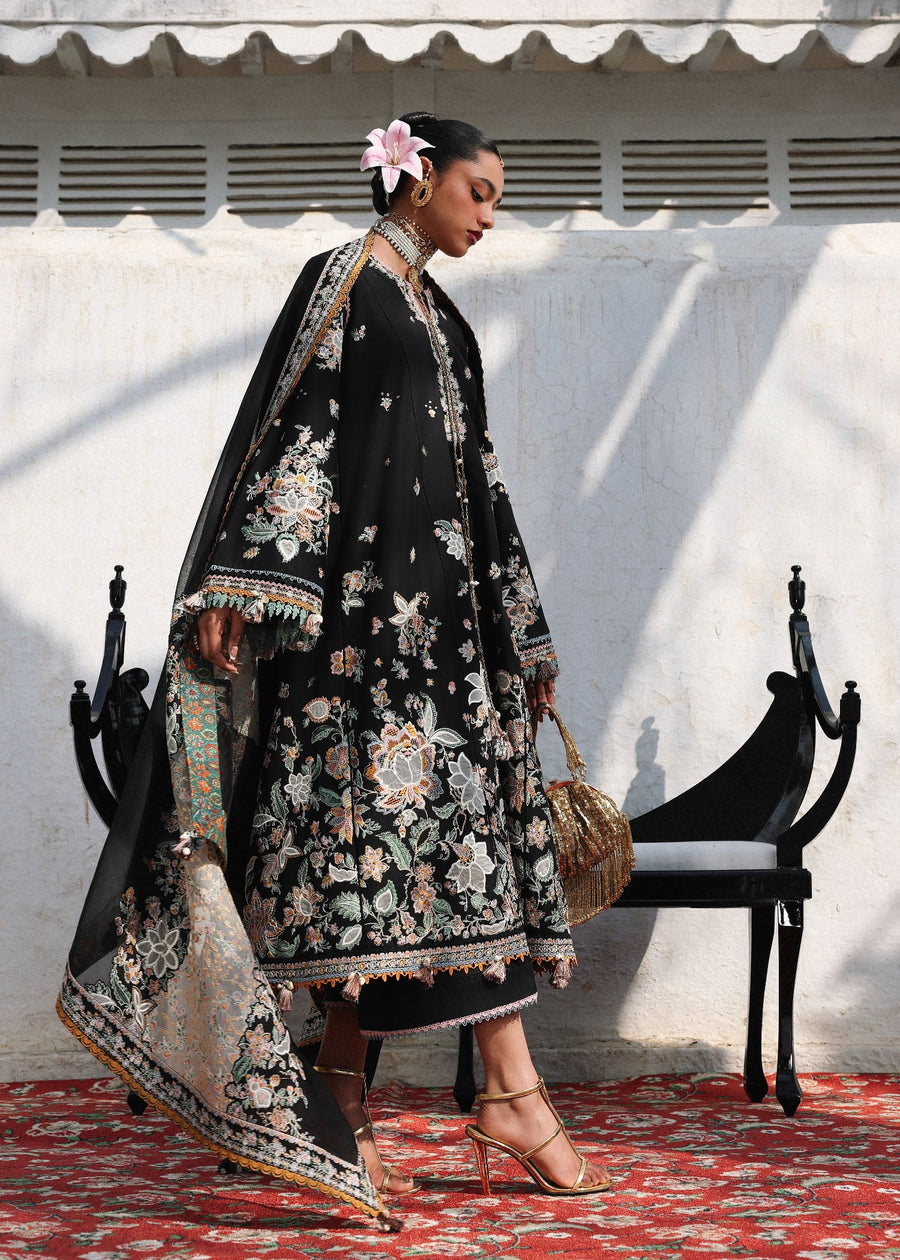 Hussain Rehar Kalabagh Unstitched Embroidered Lawn 3Pc Suit - Sable