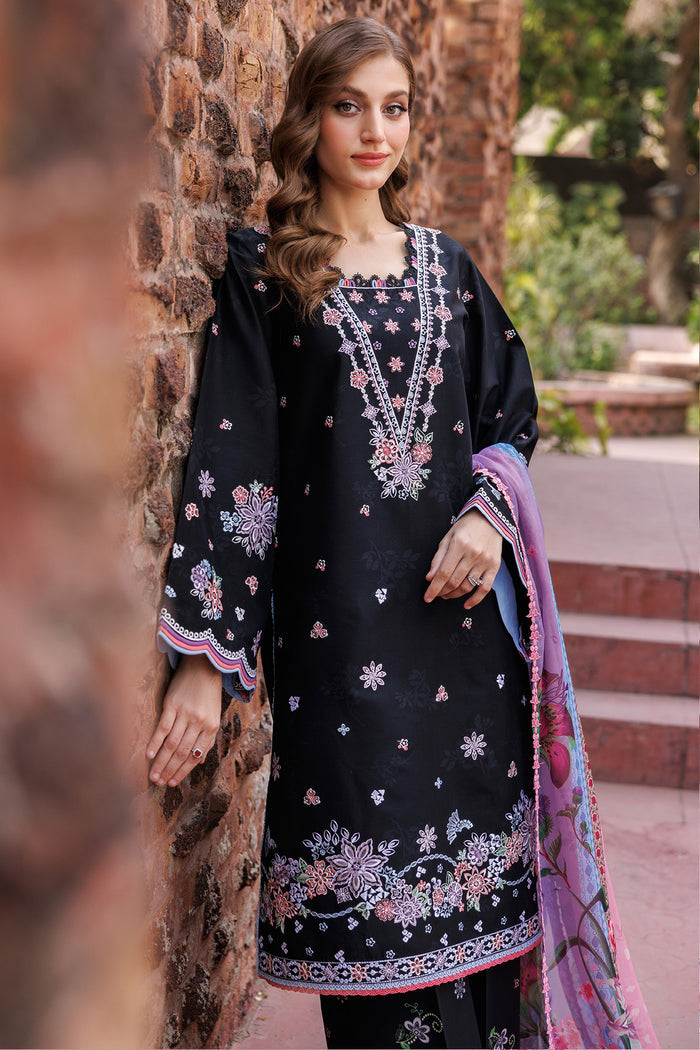 Farasha Seraya Embroidered Lawn Unstitched 3Pc Suit D-01 SABLE