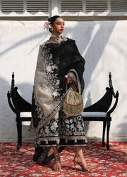 Hussain Rehar Kalabagh Unstitched Embroidered Lawn 3Pc Suit - Sable