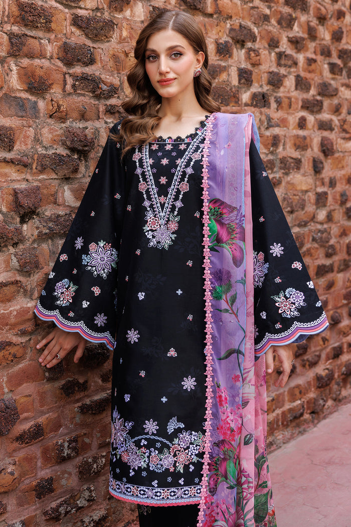 Farasha Seraya Embroidered Lawn Unstitched 3Pc Suit D-01 SABLE