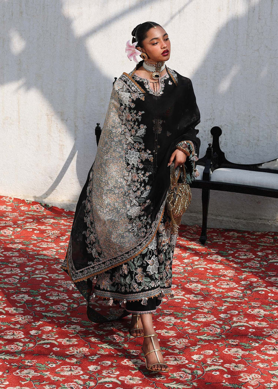 Hussain Rehar Kalabagh Unstitched Embroidered Lawn 3Pc Suit - Sable