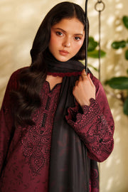 Farasha Meline Embroidered Viscose Unstitched 3Pc Suit - Sable Bloom