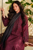 Farasha Meline Embroidered Viscose Unstitched 3Pc Suit - Sable Bloom
