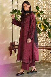 Farasha Meline Embroidered Viscose Unstitched 3Pc Suit - Sable Bloom