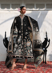 Hussain Rehar Kalabagh Unstitched Embroidered Lawn 3Pc Suit - Sable