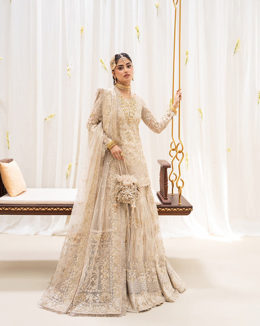 Rua by Faiza Saqlain Embroidered Net Unstitched 3Pc Suit - SAFAK