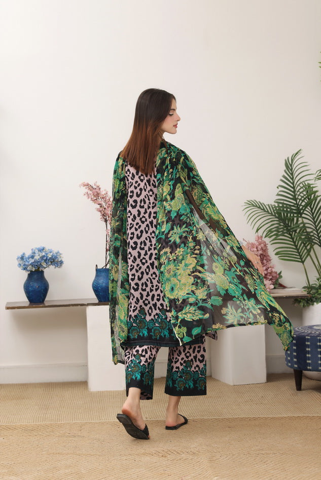 Feathers Premium Printed Lawn Unstitched 3Pc Suit Safari Synthesis-FT775