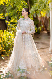 Noor by Azzal Embroidered Net Unstitched 3Pc Suit D-06 Safed