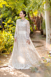 Noor by Azzal Embroidered Net Unstitched 3Pc Suit D-06 Safed