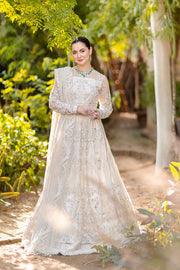 Noor by Azzal Embroidered Net Unstitched 3Pc Suit D-06 Safed