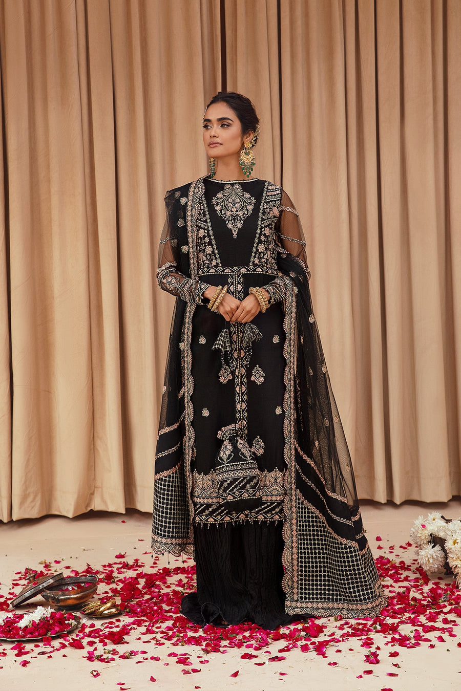FARASHA Tabeer Embroidered Net Unstitched 3 Piece Suit - 03 Safeena
