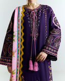 Jugnu by Hussain Rehar Unstitched Embroidered Lawn 3Pc Suit - Sagar