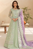 Farasha LU ZELLA Embroidered Net Unstitched 3Pc Suit D-01 SAGE LUXE