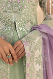Farasha LU ZELLA Embroidered Net Unstitched 3Pc Suit D-01 SAGE LUXE