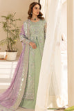 Farasha LU ZELLA Embroidered Net Unstitched 3Pc Suit D-01 SAGE LUXE