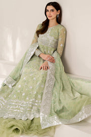 Farasha Fiorella Embroidered Chiffon Unstitched 3Pc Suit - Sage Sparkle