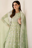 Farasha Fiorella Embroidered Chiffon Unstitched 3Pc Suit - Sage Sparkle
