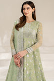 Farasha Fiorella Embroidered Chiffon Unstitched 3Pc Suit - Sage Sparkle