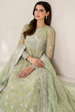 Farasha Fiorella Embroidered Chiffon Unstitched 3Pc Suit - Sage Sparkle