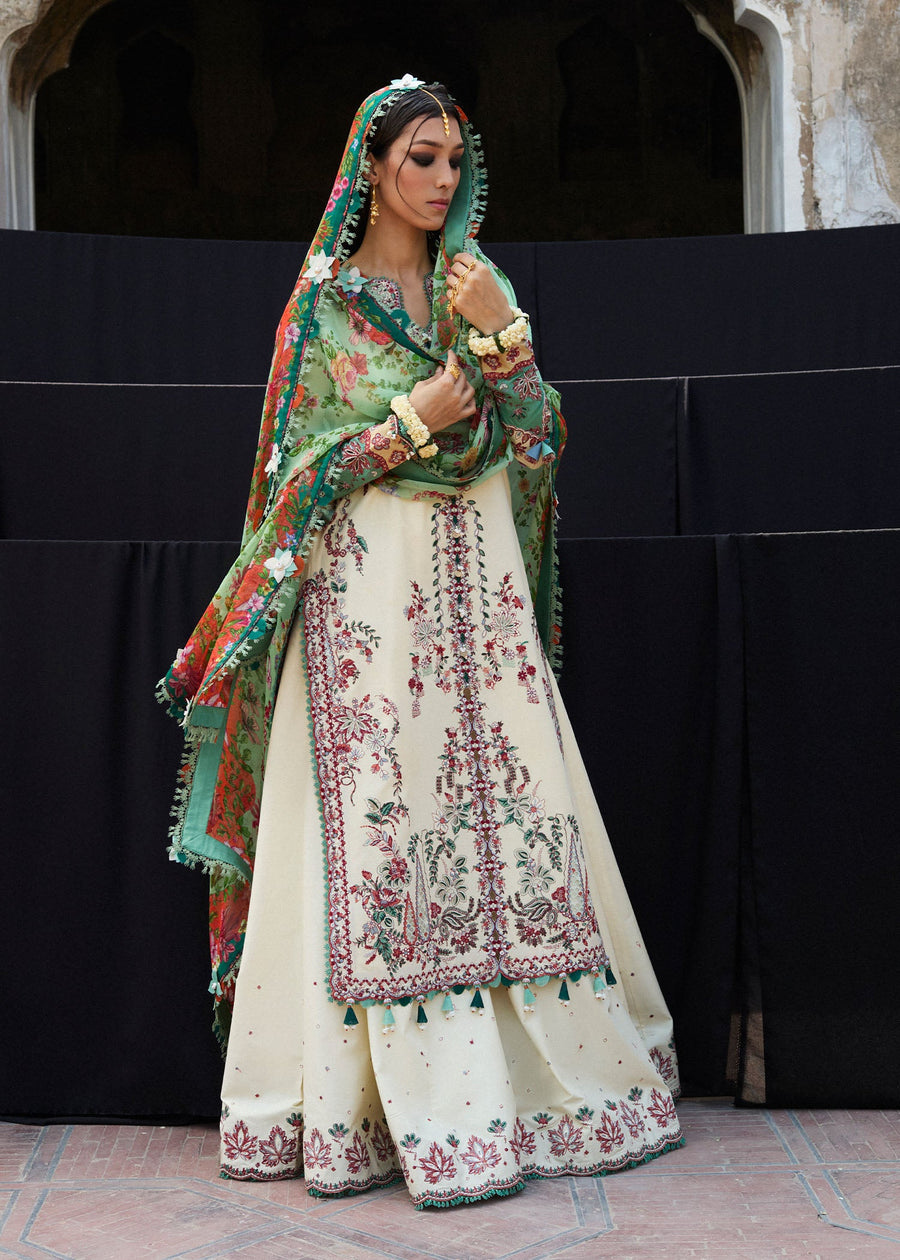 Hussain Rehar Nirmal Unstitched Embroidered Lawn 3Pc Suit - Sahil