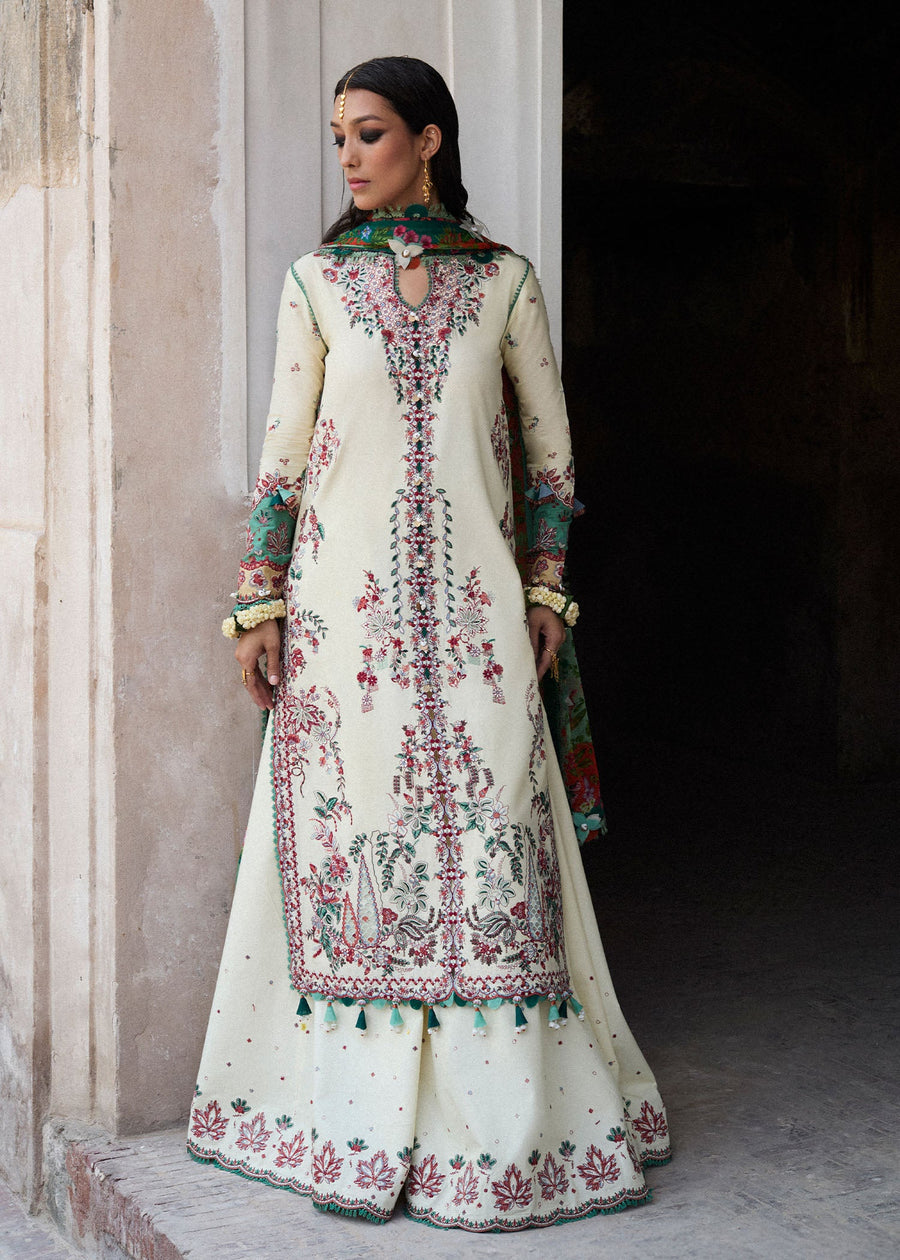 Hussain Rehar Nirmal Unstitched Embroidered Lawn 3Pc Suit - Sahil
