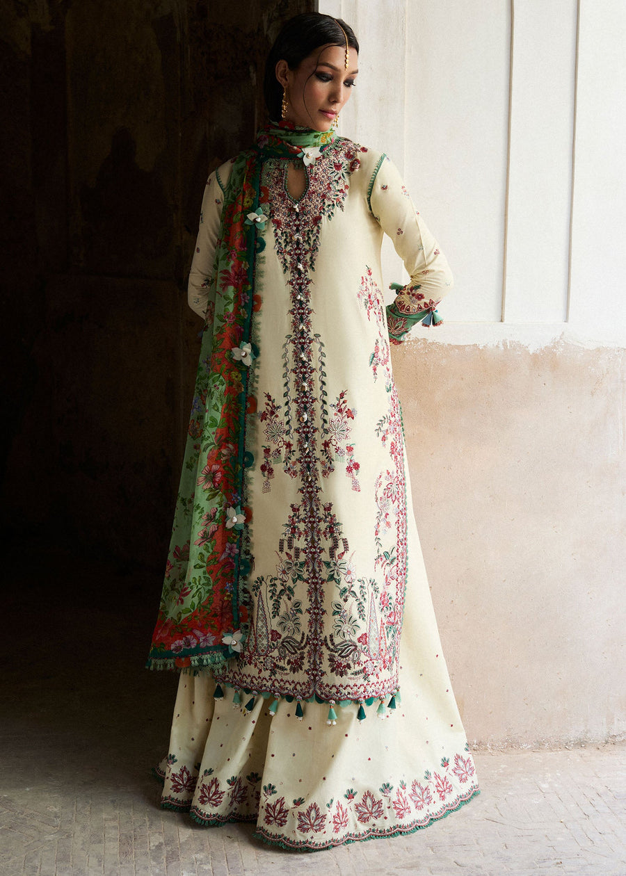 Hussain Rehar Nirmal Unstitched Embroidered Lawn 3Pc Suit - Sahil